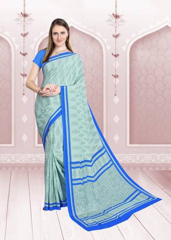 Add Some Casuals With This Pretty Saree Fabricated On Crepe. This Saree And Blouse are Beautified With prints And It Is Light Weight And Easy To Carry All Day Long. 