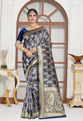 Enhance Your Personality Wearing This Designer Saree In Navy Blue Colored Saree Paired With Navy Blue Colored Blouse. This Saree And Blouse are Fabricated on Art Silk Which gives A Rich Look To Your Personality. Buy This Saree Now.