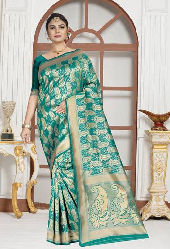 Grab This Simple And Elegent Looking Designer Silk Based Saree In Sea Green Color Paired With Sea Green Colored Blouse. This Saree Is Light Weight, Easy To Drape And Durable. Buy Now.