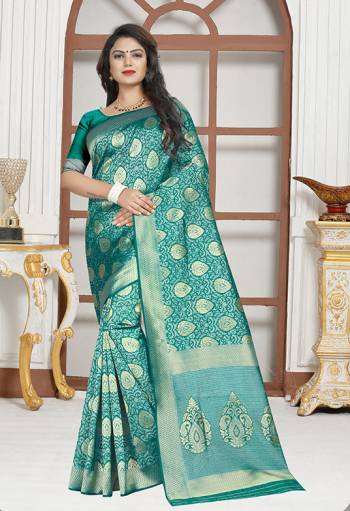 Enhance Your Personality Wearing This Designer Saree In Turquoise Blue Colored Saree Paired With Turquoise Blue Colored Blouse. This Saree And Blouse are Fabricated on Art Silk Which gives A Rich Look To Your Personality. Buy This Saree Now.