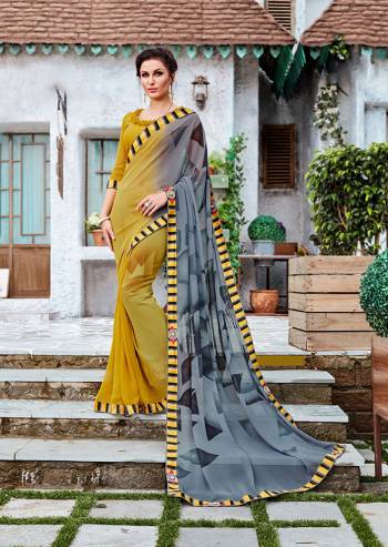 Add This Pretty Saree To Your Wardrobe For Casuals Or Semi-Casuals. This Saree And Blouse Are Georgette Based Which Is Light Weight, Soft Towards Skin And Esnures Superb Comfort. Buy This Saree Now.