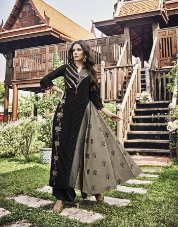 For A Bold And Beautiful Look, Grab This Designer Readymade Long Kurti In Black And Grey Color Fabricated On Modal Jacquard Beautified With Prints And Thread Work. This Kurti Is Light Weight And Easy To Carry Throughout The Gala. 