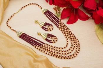 Adorn the Royal Queen Look With This Rich Looking Necklace Set. This Necklace Set Can Be Paired With Any Ethnic Attire In Same Or Any Contrasting Color. Buy Now