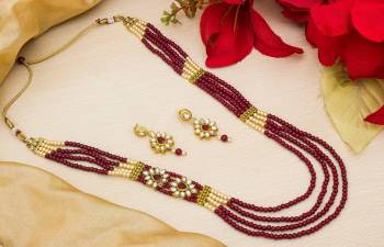 Grab This Very Pretty And Elegant Looking Necklace Set In Vintage Pattern. You Can Pair This Up With Suit, Saree Or Lehenga Any Thing. Also It Is Light In Weight And Easy To Carry Throughout The Gala. Buy Now.