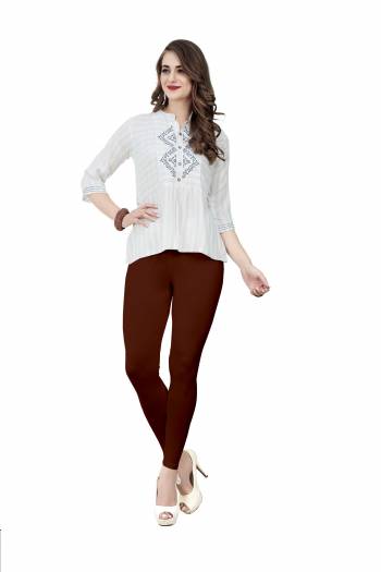 Grab This Super Comfy Readymade Ankle Length Leggings To Pair Up With Your Kurti Or Tunics. This Plain Leggings Is Fabricated On Stretchable Cotton Which Has Four Side Stretch.It Is Available In Free Size Which Ensures Superb Comfort All Day Long. Buy Now.