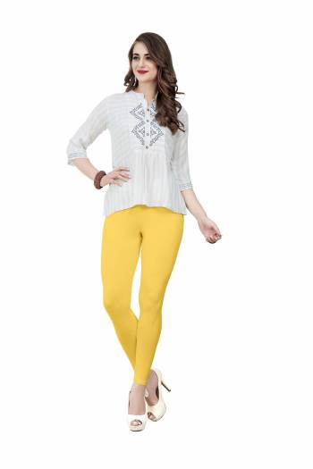 Grab This Super Comfy Readymade Ankle Length Leggings To Pair Up With Your Kurti Or Tunics. This Plain Leggings Is Fabricated On Stretchable Cotton Which Has Four Side Stretch.It Is Available In Free Size Which Ensures Superb Comfort All Day Long. Buy Now.