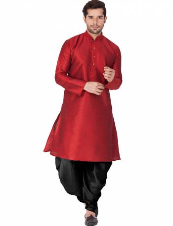 Grab This Royal Set Of Dhoti Kurta For Men's Wear In Maroon And Cream Color. This Readymade Pair Is Fabricated On Cotton Silk Which Gives A Rich Look To Your Personality. Also Its Is Available In All Sizes, Choose As Per Your Desired Fit And Comfort. Its Fabric Is Rich In Class And Durable. Buy Now.