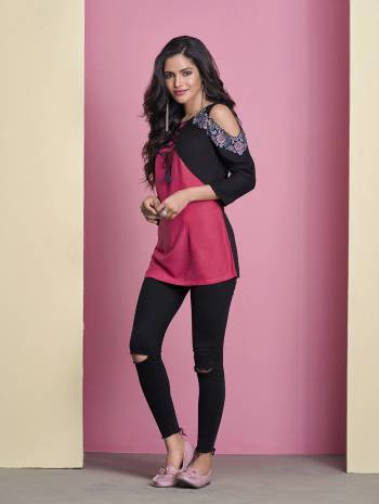 Grab This Pretty Readymade Top In Dark Pink Color Fabricated On Rayon. It Has Attractive Sleeve Pattern With Thread Work. Buy This As Per Your Desired Fit And Comfort. 