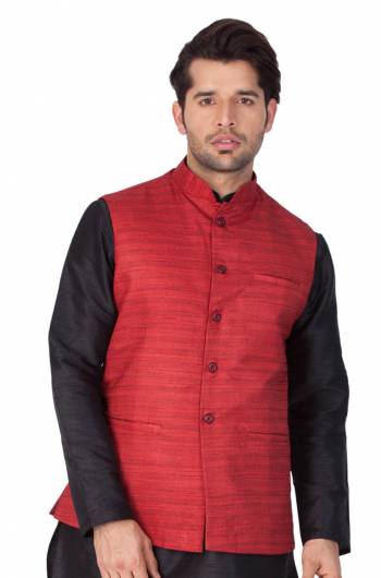 Grab This Designer Modi/Nehru Style Jacket For The Upcoming Festive And Wedding Season. This Jacket Can Be Paired With Any Contrasting Color Kurta And Pyjama. This Gives A Rich Look To Your Personality. Buy Now.