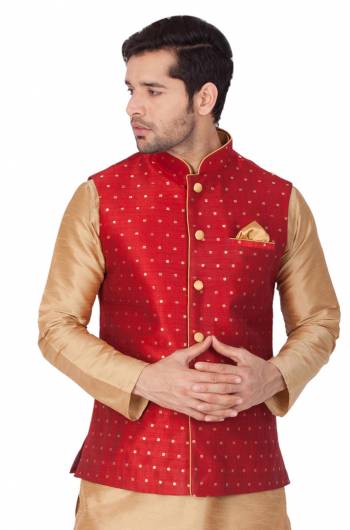 Grab This Designer Modi/Nehru Style Jacket For The Upcoming Festive And Wedding Season. This Jacket Can Be Paired With Any Contrasting Color Kurta And Pyjama. This Gives A Rich Look To Your Personality. Buy Now.