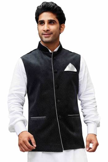 Grab This Designer Modi/Nehru Style Jacket For The Upcoming Festive And Wedding Season. This Jacket Can Be Paired With Any Contrasting Color Kurta And Pyjama. This Gives A Rich Look To Your Personality. Buy Now.