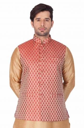 Grab This Designer Modi/Nehru Style Jacket For The Upcoming Festive And Wedding Season. This Jacket Can Be Paired With Any Contrasting Color Kurta And Pyjama. This Gives A Rich Look To Your Personality. Buy Now.