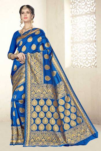 Grab This Beautiful Designer Silk Based Saree In Royal Blue Color Paired?With Royal Blue Colored Blouse, This Saree And Blouse Are Fabricated On Banarasi Art Silk Beautified With Weave All Over It, Its Fabric Is Durable And Easy To Care Fo