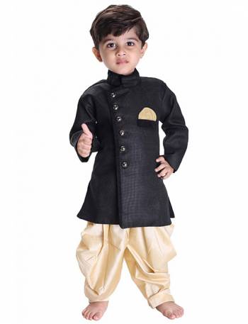 This Festive Season Give Your Child A Cute Traditional Look Wearing This Designer Readymade Sherwani Which Is Cotton Silk Based. Its Fabric Has Rich Feel And Light In Weight, Also It Is Available In All Sizes. Choose As Per The Desired Fit And Comfort. Buy Now.