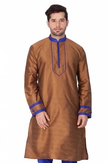 Grab This Amazing Readymade Kurtas For Men Fabricated On Cotton Silk.?This Kurta Is Suitable For Festive Wear Or Any Wedding Functions. It Is Light In Weight and Can Be Paired With Any Kind Of Bottom Like Chudidar, Pyjama Or Even Denims. Its Fabric Gives A Rich Look To Your Personality And Ensures Superb Comfort All Day Long. Avialable In All Sizes. Buy Now.