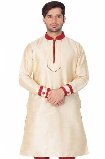 Grab This Amazing Readymade Kurtas For Men Fabricated On Cotton Silk.?This Kurta Is Suitable For Festive Wear Or Any Wedding Functions. It Is Light In Weight and Can Be Paired With Any Kind Of Bottom Like Chudidar, Pyjama Or Even Denims. Its Fabric Gives A Rich Look To Your Personality And Ensures Superb Comfort All Day Long. Avialable In All Sizes. Buy Now.