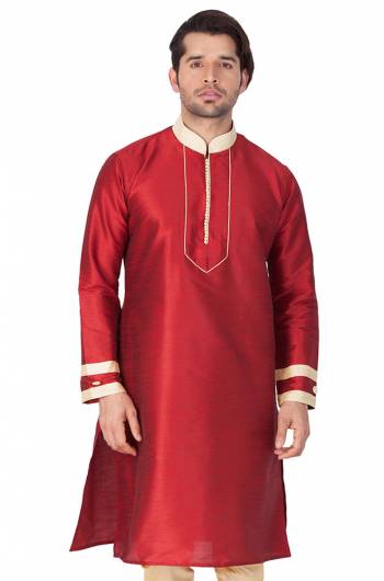 Grab This Amazing Readymade Kurtas For Men Fabricated On Cotton Silk.?This Kurta Is Suitable For Festive Wear Or Any Wedding Functions. It Is Light In Weight and Can Be Paired With Any Kind Of Bottom Like Chudidar, Pyjama Or Even Denims. Its Fabric Gives A Rich Look To Your Personality And Ensures Superb Comfort All Day Long. Avialable In All Sizes. Buy Now.