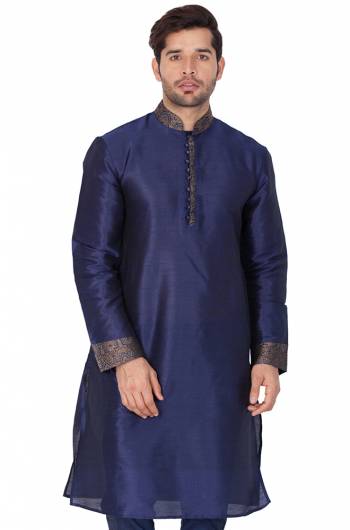 Grab This Amazing Readymade Kurtas For Men Fabricated On Cotton Silk.?This Kurta Is Suitable For Festive Wear Or Any Wedding Functions. It Is Light In Weight and Can Be Paired With Any Kind Of Bottom Like Chudidar, Pyjama Or Even Denims. Its Fabric Gives A Rich Look To Your Personality And Ensures Superb Comfort All Day Long. Avialable In All Sizes. Buy Now.