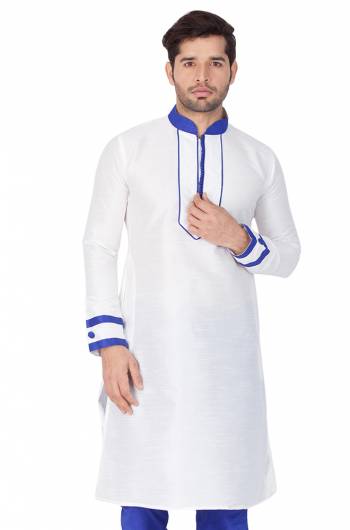 Grab This Amazing Readymade Kurtas For Men Fabricated On Cotton Silk.?This Kurta Is Suitable For Festive Wear Or Any Wedding Functions. It Is Light In Weight and Can Be Paired With Any Kind Of Bottom Like Chudidar, Pyjama Or Even Denims. Its Fabric Gives A Rich Look To Your Personality And Ensures Superb Comfort All Day Long. Avialable In All Sizes. Buy Now.