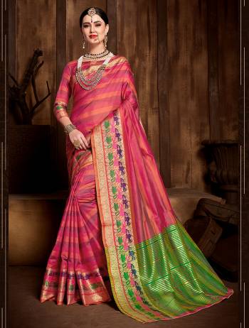 You Will Definietly Earn Lots Of Compliments Wearing This Designer Silk Based Saree In Dark Pink Color. This Saree And Blouse Are Fabricated On Banarasi Art Silk Beautified With Weave. It Is Light In Weight And Easy To Carry Thruough Out The Gala. 