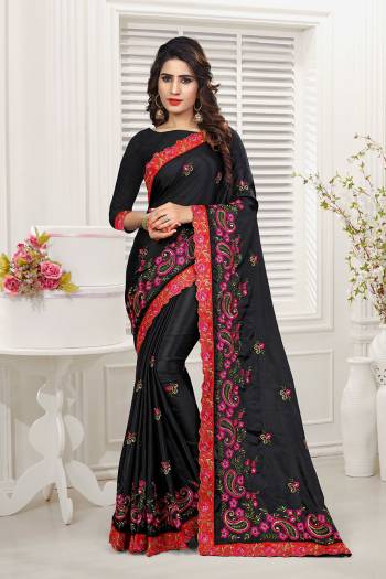 Celebrate This Festive Season with Beauty And Comfort Wearing This Designer Heavy Saree In Red Color. This Pretty Heavy Embroidered Saree And Blouse Are Fabricated On Chiono Which Is Light Weight And Also Gives An Elegant Look To Your Personality. 