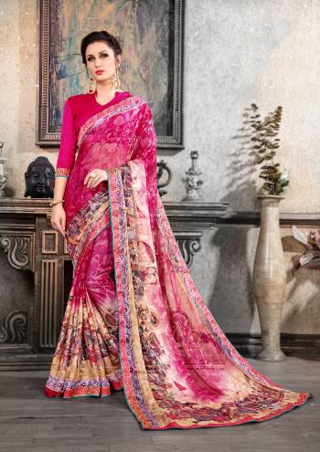 For Your Semi-Casuals, Grab This Printed Saree Paired With Plain Blouse. This Saree IS Fabricated On Chiffon Brasso Which IS Light Weight And Paired With Art Silk Fabricated Blouse. Buy Now.