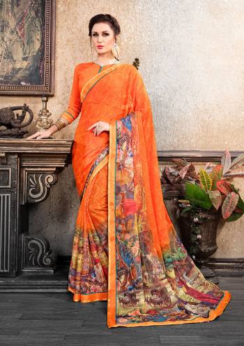 For Your Semi-Casuals, Grab This Printed Saree Paired With Plain Blouse. This Saree IS Fabricated On Chiffon Brasso Which IS Light Weight And Paired With Art Silk Fabricated Blouse. Buy Now.