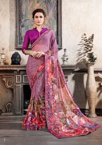 Pretty Simple and Elegant Saree IS Here For Your Semi-Casuals. This Pretty Saree Is Fabricated On Chiffon Brasso Paired With Art Silk Fabricated Blouse. It Is Beautified With Prints All over and Also It Is Light Weight And Easy To Carry All Day long. 