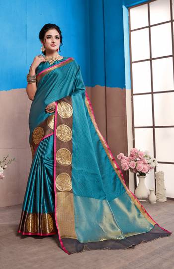 Rich And Elegant Looking Designer Silk Based Saree Is Here In Blue Color. This Saree And Blouse Are Fabricated On Nylon Art Silk Beautified Intricate Weave All Over It. Buy This Saree Now.