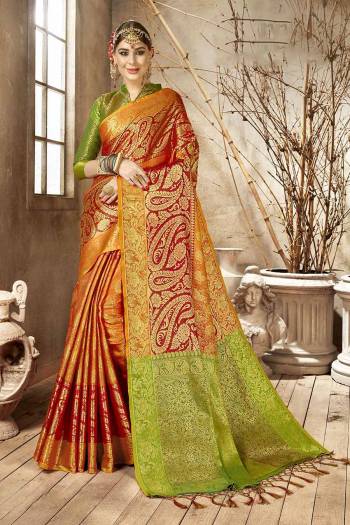 Celebrate This Festive Season Wearing This Rich And Elegant Looking Heavy Woven Saree In Golden Highlight. This Saree And Blouse are Fabricated On Art Silk Beautified With heavy Weave All Over. Buy Now.