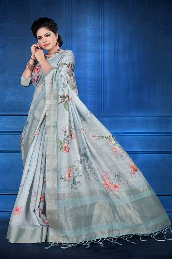 Celebrate This Festive Season With Beauty and Comfort Wearing This Designer Silk Based Saree. This Saree And Blouse Are Fabricated on Jacquard Silk Beautified With Digital Prints. Its Rich Fabric And Simple Prints Gives A Royal Look To Your Personality. 