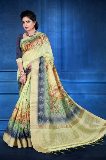 Celebrate This Festive Season With Beauty and Comfort Wearing This Designer Silk Based Saree. This Saree And Blouse Are Fabricated on Jacquard Silk Beautified With Digital Prints. Its Rich Fabric And Simple Prints Gives A Royal Look To Your Personality. 
