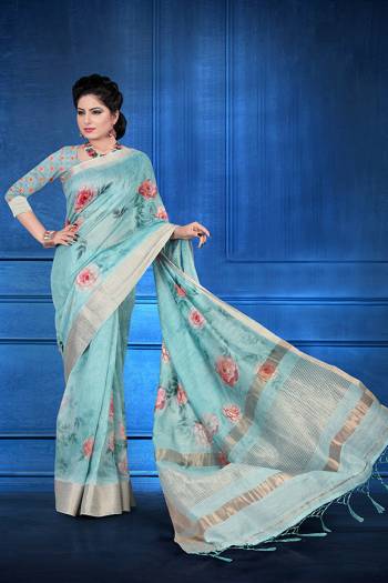 Here Is A Rich And Elegant Looking Designer Silk Based Saree. This Pretty Saree and Blouse Are Fabricated On Jacquard Silk Beautified With Digital Prints All Over. It Is Light In Weight And Easy To Carry All Day Long. 