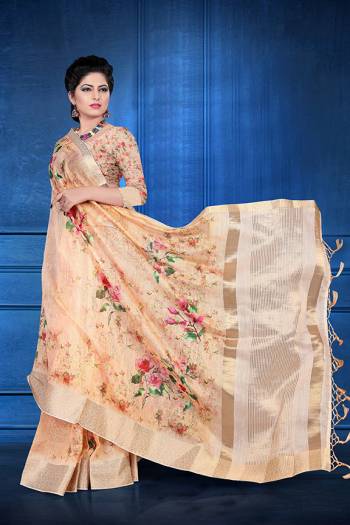 Celebrate This Festive Season With Beauty and Comfort Wearing This Designer Silk Based Saree. This Saree And Blouse Are Fabricated on Jacquard Silk Beautified With Digital Prints. Its Rich Fabric And Simple Prints Gives A Royal Look To Your Personality. 