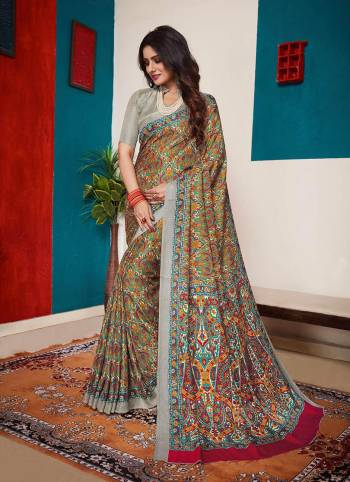Rich And Elegant Looking Designer Printed Saree Is Here In Multi And Black Color. This Pretty Saree Is Fabricated On Pashmina Which Also Comes With A Lovely Dupatta To Pair With The Saree. This Dupatta Over The Saree Is The Trending Pattern These Days. Buy Now.