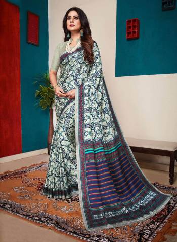 For A Royal And Elegant Look, Grab This Designer Printed Saree With A Pretty Matching Pashmina Dupatta. This Saree Is In White And Blue Color Fabricated On Pashmina Beautified With Prints All Over. It Is Soft Towards Skin And Durable. 