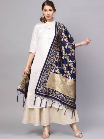 For A Proper Traditional Look, Pair Up Your Simple Attire With This Trendy Banarasi Art Silk Fabricated Dupatta. It Is Beautified With Weave All Over. Also It Is Light In Weight And Easy To Carry All Day Long.