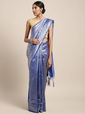 Silk Saree Always Gives A Rich And Elegant Look To Your Personality. Grab This Deisgner Silk Based Saree In Royal Blue Color Beautified With Heavy Weave All Over. This Saree And Blouse Are Fabricated On Art Silk. Buy Now.