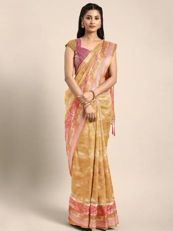 Silk Saree Always Gives A Rich And Elegant Look To Your Personality. Grab This Deisgner Silk Based Saree In Beige Color Beautified With Heavy Weave All Over. This Saree And Blouse Are Fabricated On Art Silk. Buy Now.