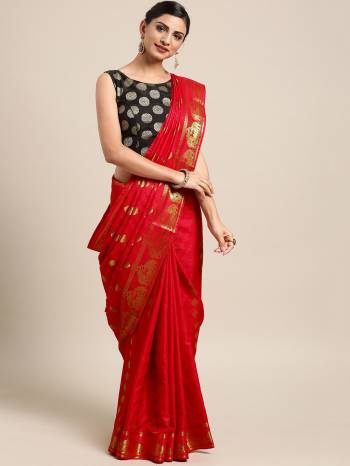 Silk Saree Always Gives A Rich And Elegant Look To Your Personality. Grab This Deisgner Silk Based Saree In Red Color Beautified With Heavy Weave All Over. This Saree And Blouse Are Fabricated On Kanjivaram Art Silk. Buy Now