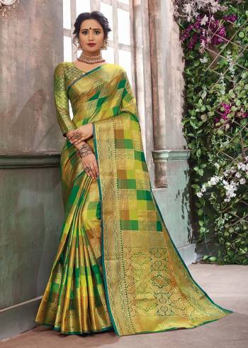 Go Colorful With This Beautiful Designer Silk Based Saree In Multi Color. This Saree And Blouse Are Fabricated On Art Silk Beautified With Checks Prints And Weave All Over. 