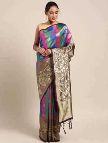 Silk Saree Always Gives A Rich And Elegant Look To Your Personality. Grab This Deisgner Silk Based Saree In Multi Color Beautified With Heavy Weave All Over. This Saree And Blouse Are Fabricated On Kanjivaram Art Silk. Buy Now