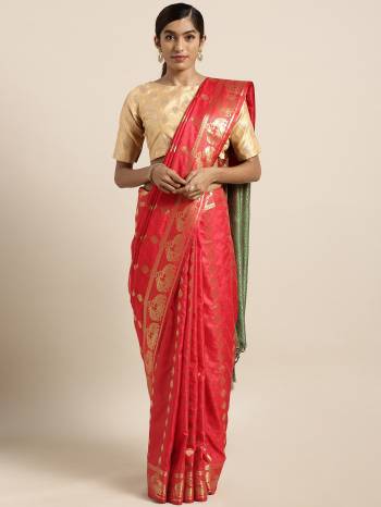 Silk Saree Always Gives A Rich And Elegant Look To Your Personality. Grab This Deisgner Silk Based Saree In Red Color Beautified With Heavy Weave All Over. This Saree And Blouse Are Fabricated On Banarasi Art Silk. Buy Now.