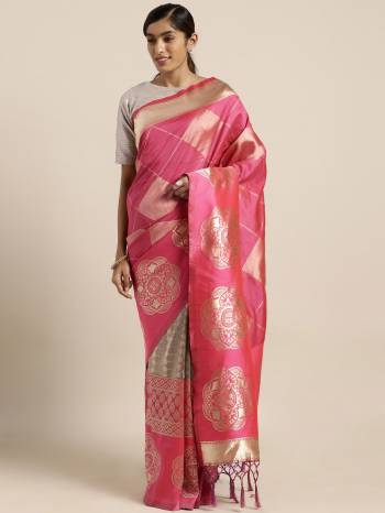 Silk Saree Always Gives A Rich And Elegant Look To Your Personality. Grab This Deisgner Silk Based Saree In Pink Color Beautified With Heavy Weave All Over. This Saree And Blouse Are Fabricated On Banarasi Art Silk. Buy Now.