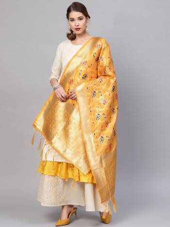 Enhance Your Look of gown and lehenga choli With Latest Trends Of Banarasi Dupatta Beautified With Attractive Weave All Over. You Can Pair This Up With Any Kind Of Ethnic Attire.