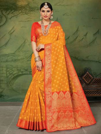 Flaunt Your Rich And Elegant Taste In Silk With This Subtle Weaved Saree In Musturd Yellow Color. This Saree And Blouse Are Fabricated On Art Silk Beautified With Pretty Small Butti Weave All Over It. Its Silk Based Fabric Will Give A Rich Look To Your Personality