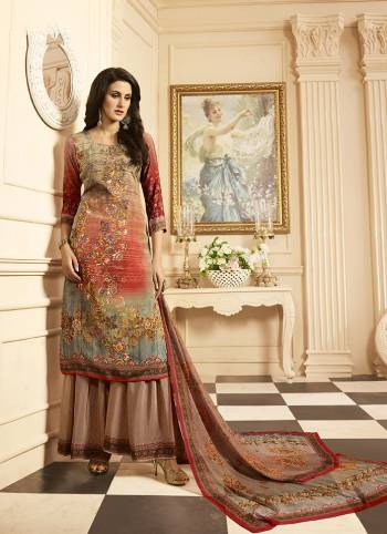 Grab This Pretty Suit For The Upcoming Festive Season With This Straight Suit In Beige And Multi Color. This Pretty Digital Printed Suit In Fabricated on Crepe Paired With Georgette Fabricated Dupatta. It Is Light In Weight, Durable And Easy To Care For. 