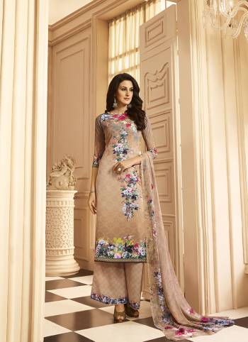 Grab This Pretty Suit For The Upcoming Festive Season With This Straight Suit In Beige Color. This Pretty Digital Printed Suit In Fabricated on Crepe Paired With Georgette Fabricated Dupatta. It Is Light In Weight, Durable And Easy To Care For. 