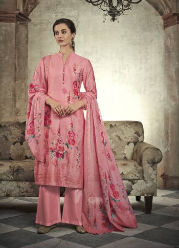 Look Pretty In This Designer Straight Suit In Pink Color. Its top Is Fabricated On Satin Cotton Paired With Cotton Bottom And Mal Cotton Fabricated Dupatta. Its Top And Dupatta Are Beautified With Digital Prints And Sequence Work. Buy This Suit Now.