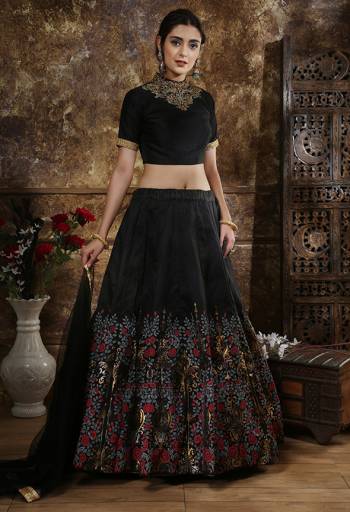 For A Bold And Beautiful Look, Grab This Deisgner And Elegant Looking Lehenga Choli In All Over Black Color. This Lehenga Choli Is Silk Based Paired With Net Fabricated Dupattta. Its Lehenga Is Beautified With Attractive Foil Print And Embroidery Over The Blouse. 